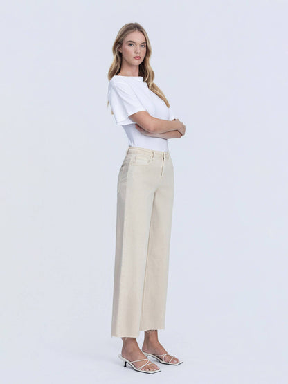 HIGH RISE CROP WIDE LEG JEANS