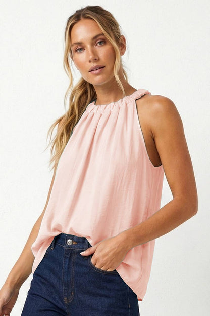 Twisted Halter Style Top With Tie Back
