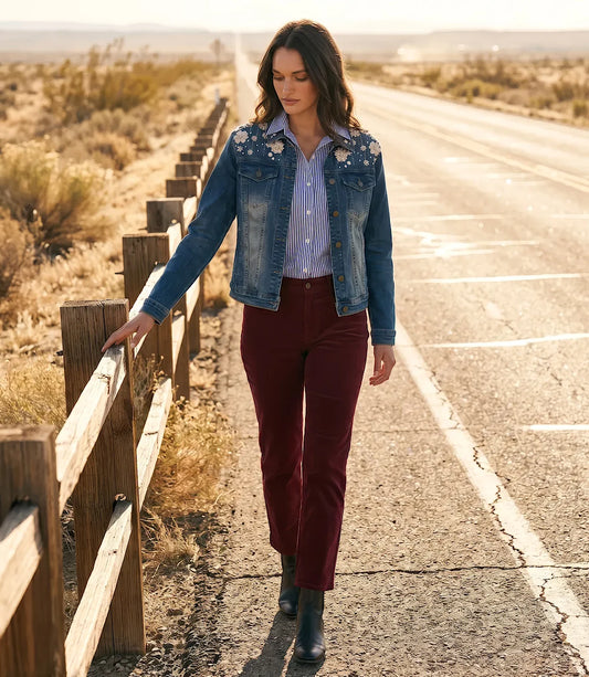 Corduroy Ankle Pants- Wine