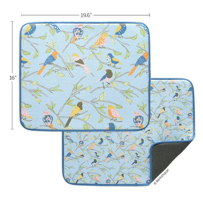 Floral Finch & Friends Dish Drying Mats, Set of 2