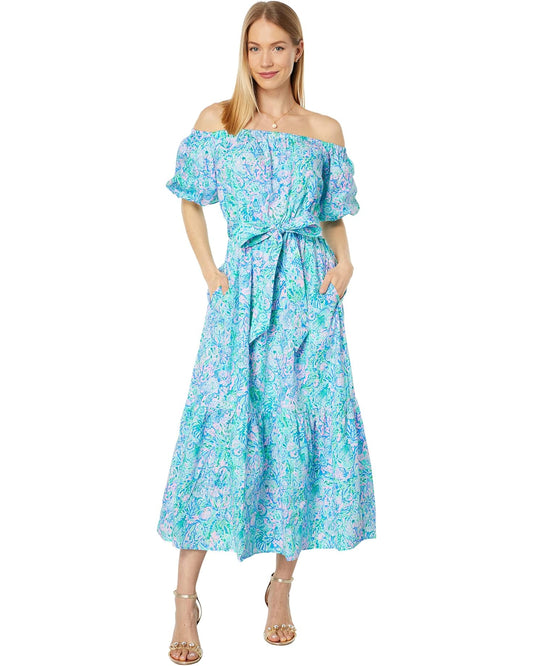 Tamie Off-the-Shoulder Dress - Surf Blue Soleil It On Me