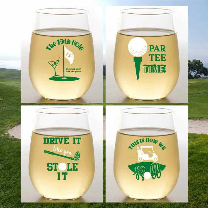 Golf Sayings Wine Glass