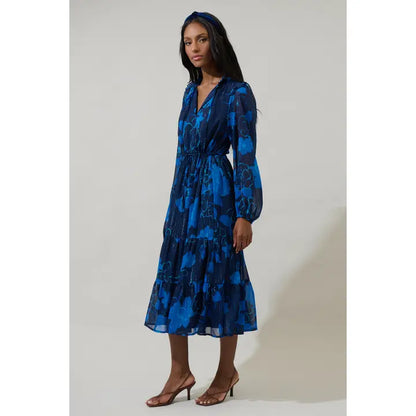 Bluford Floral Kristen Tiered Midi Dress