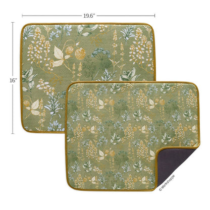 Kitchen Herbs Dish Drying Mats, Set of 2