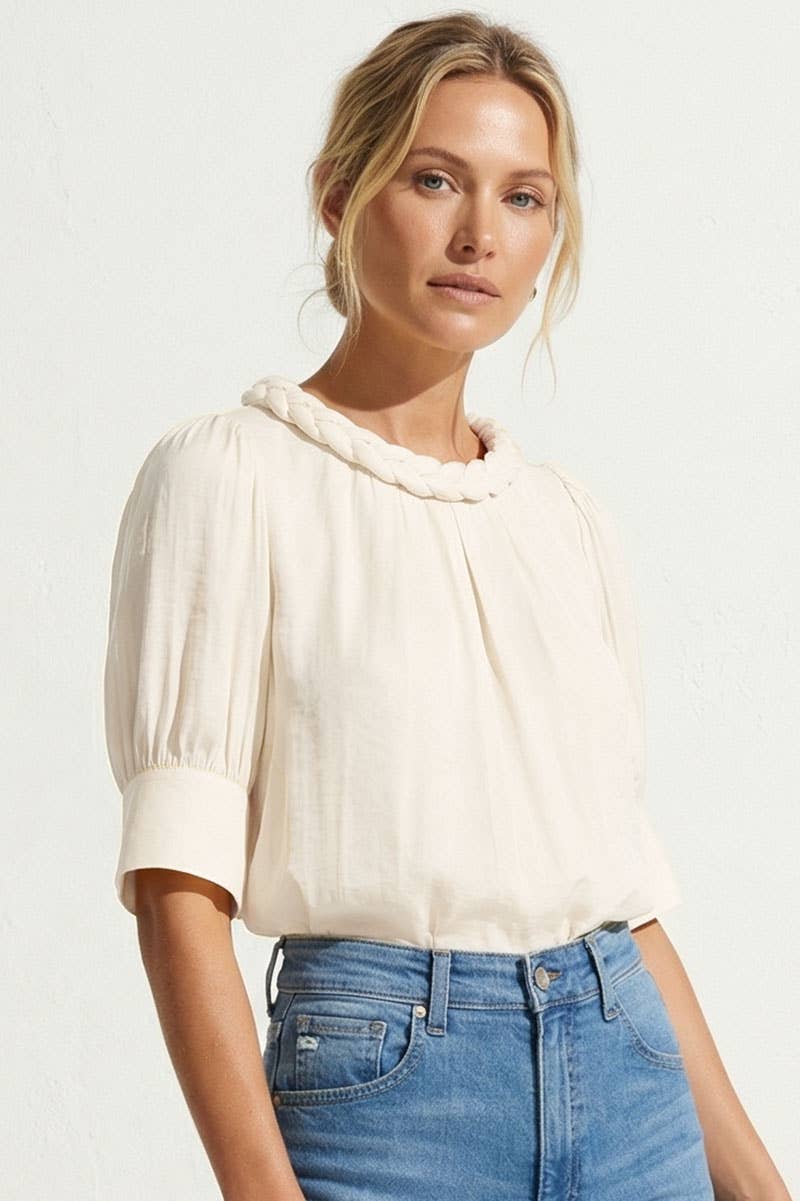 Half Sleeve Braided Detail Blouse