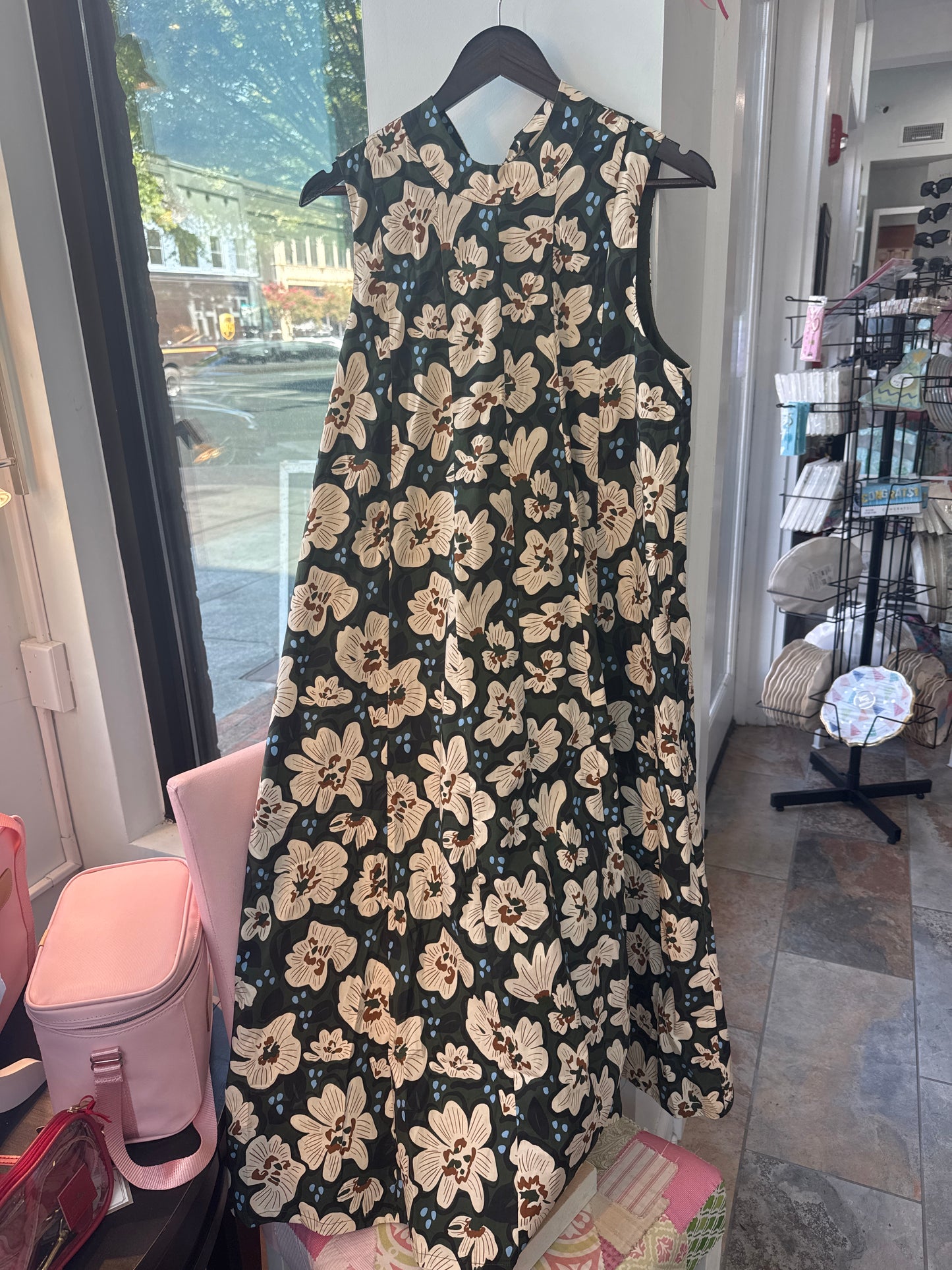 FLORAL SLEEVE DRESS WITH TIE BACK