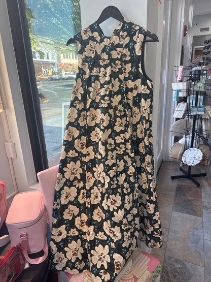FLORAL SLEEVE DRESS WITH TIE BACK