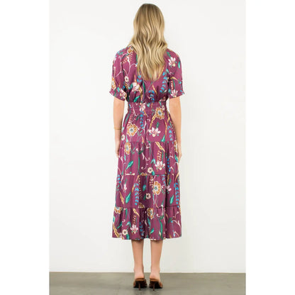 Smocked Waist Tassel Floral Maxi Dress