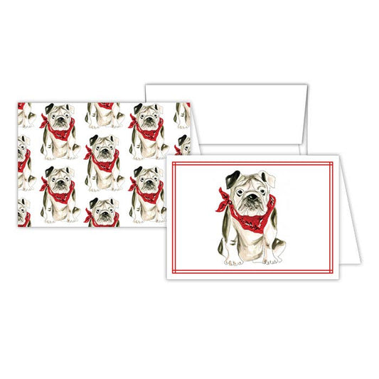 Bulldog with Red Bandana Petite Note Combo