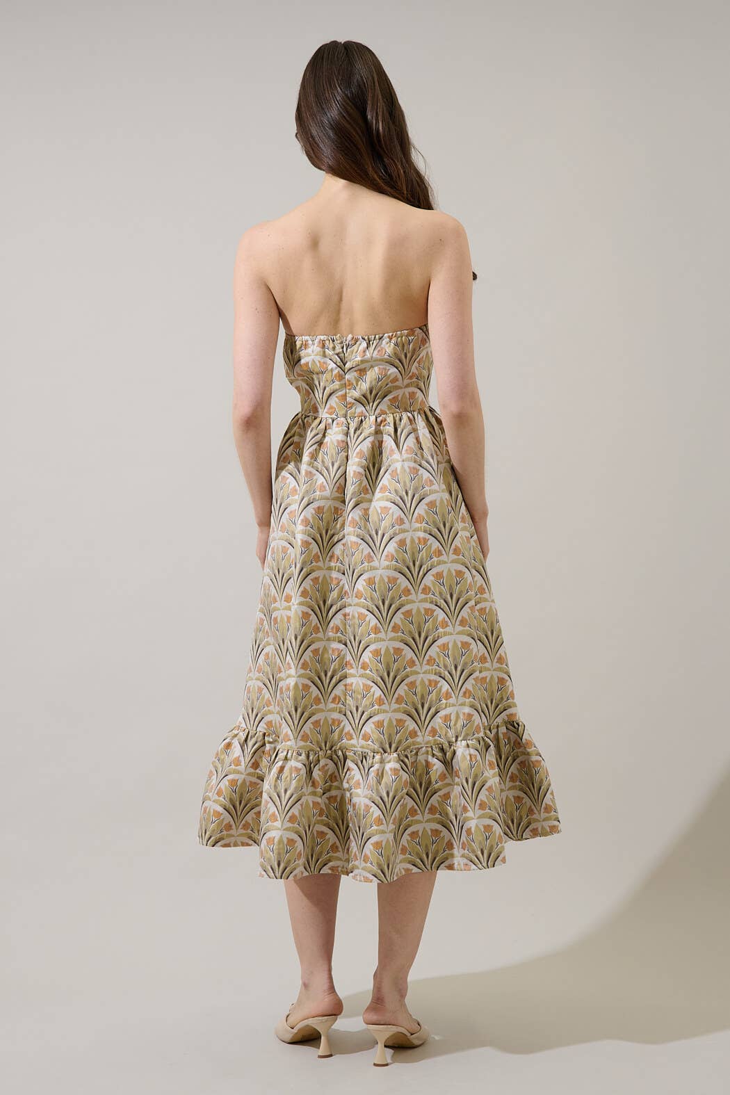 Aurra Jacquard Strapless Midi Dress