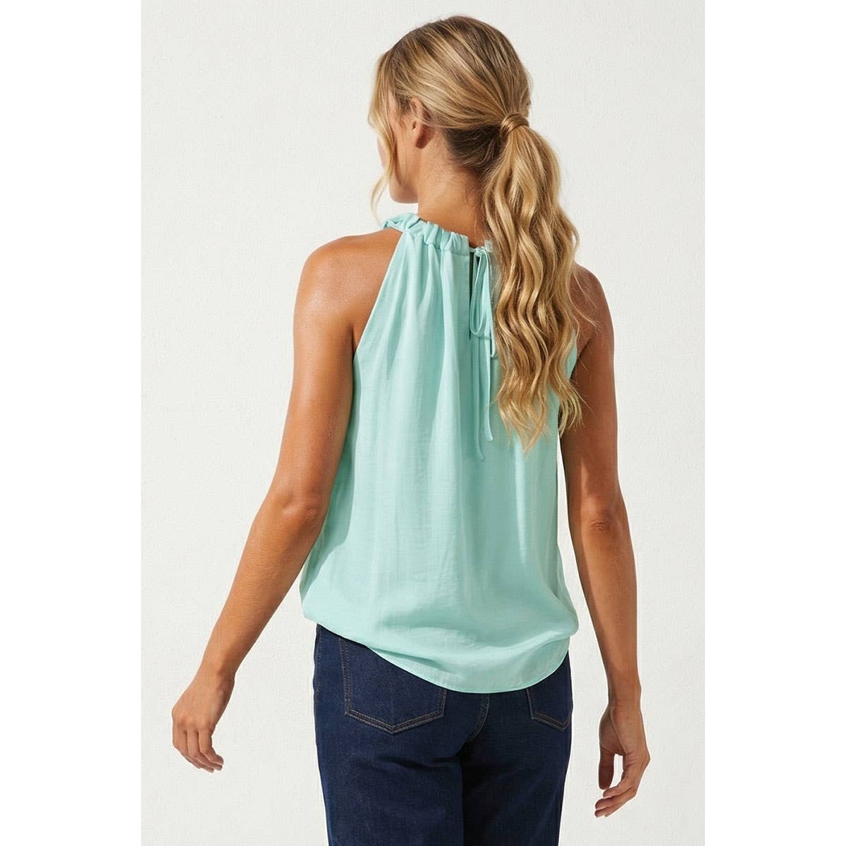 Twisted Halter Style Top With Tie Back