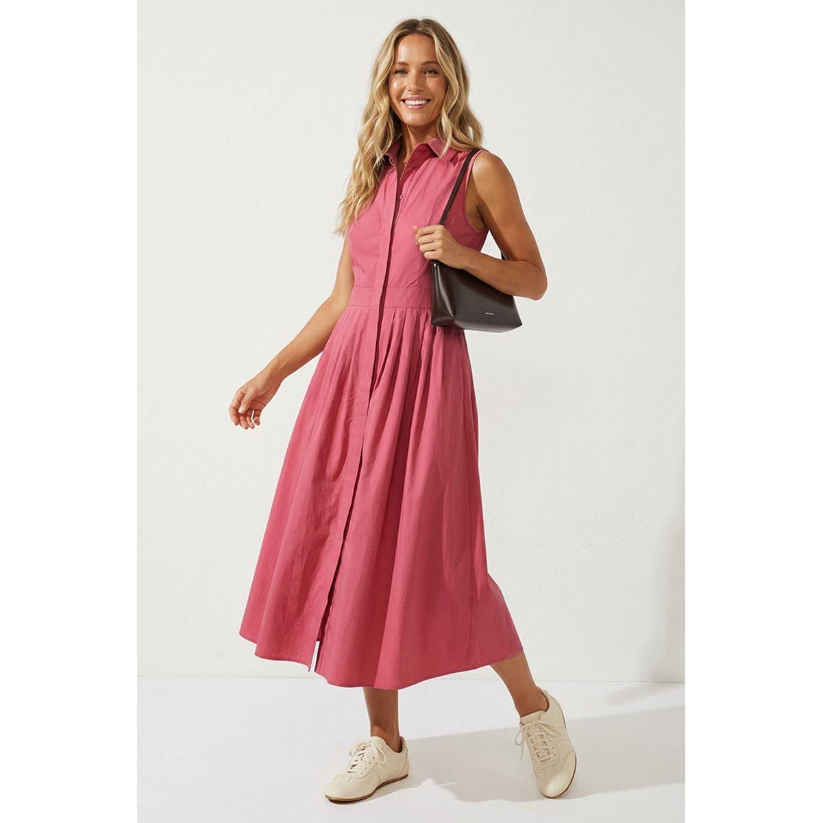 Sleeveless Midi Shirt Dress