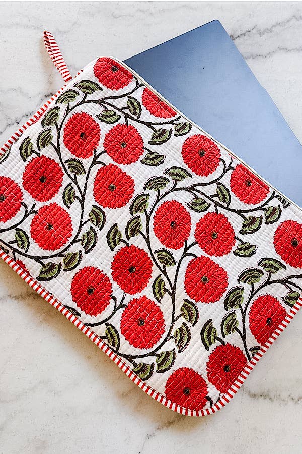 Waylon Orange Floral Print Laptop Sleeve