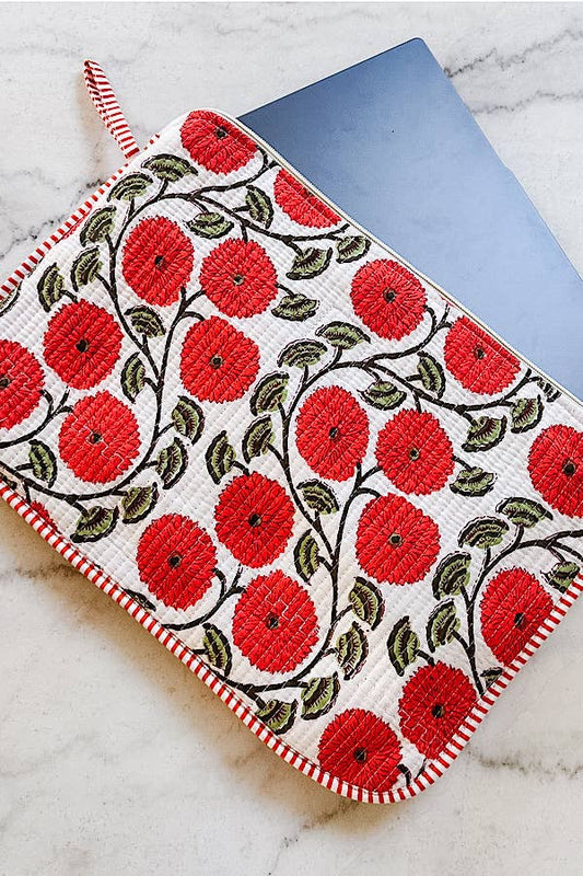 Waylon Orange Floral Print Laptop Sleeve