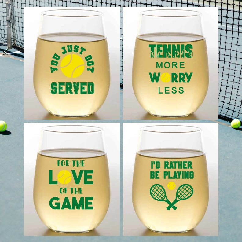 Tennis Sayings Wine Glass