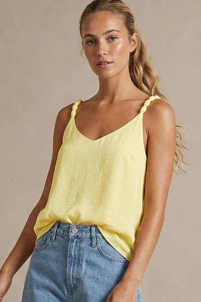 Classic V-neck Tank Top With Strap Accent