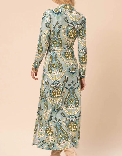 Iris Jersey Dress Mercer House Damask Sea Foam