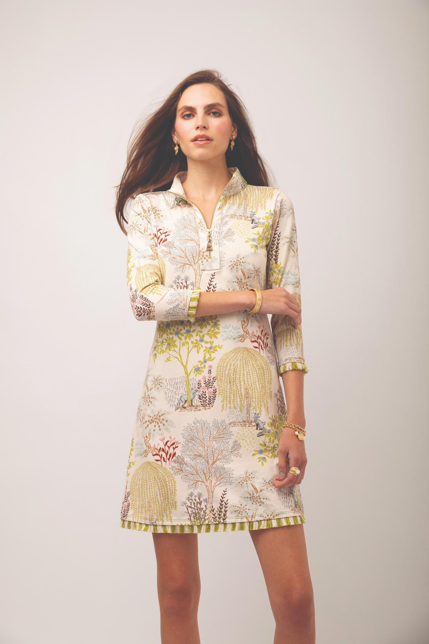 Nora Half-Zip Fringe Dress