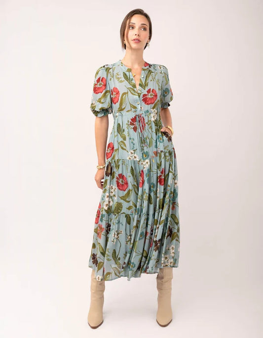 Lynette Midi Dress Tabby Garden Sea Foam