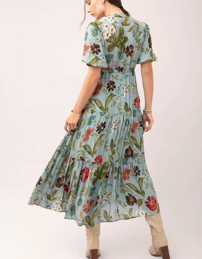 Lynette Midi Dress Tabby Garden Sea Foam
