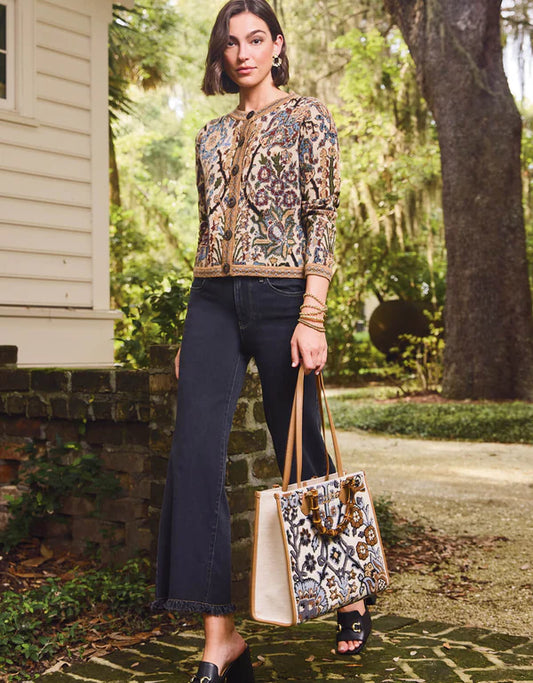 Francesca Jacquard Fringe Cardigan