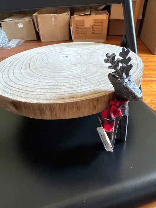 Metal Deer with Wood Stand