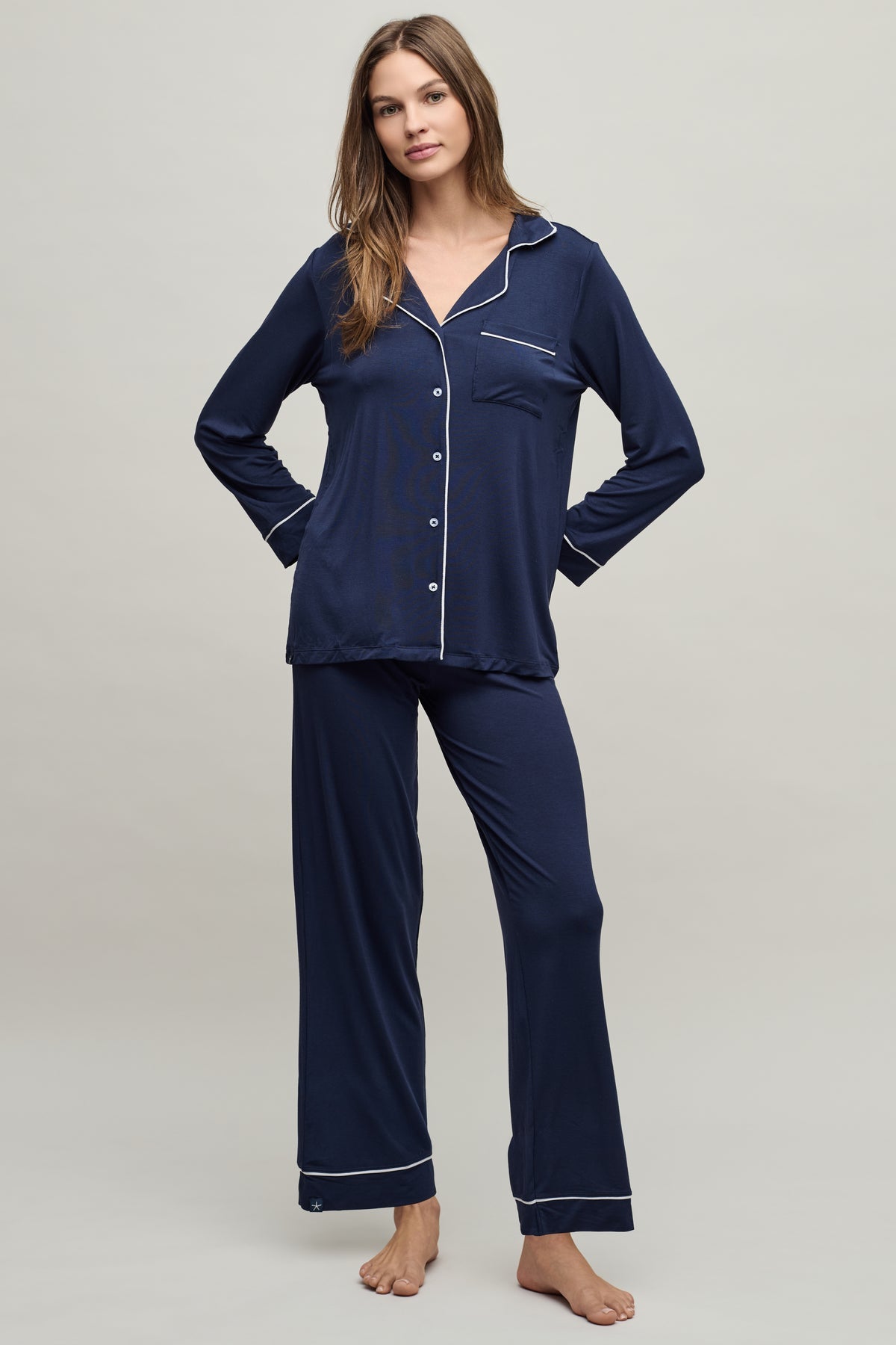 Luxe Milk Jersey Piped Pajama Set