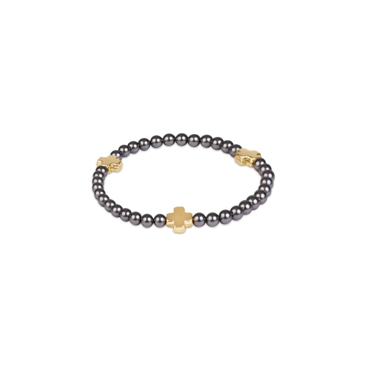 Signature Cross Pearl Dark Grey Bracelet