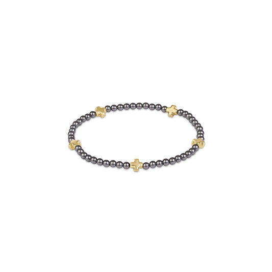 Signature Cross Small Bracelet- Dark Grey Pearl