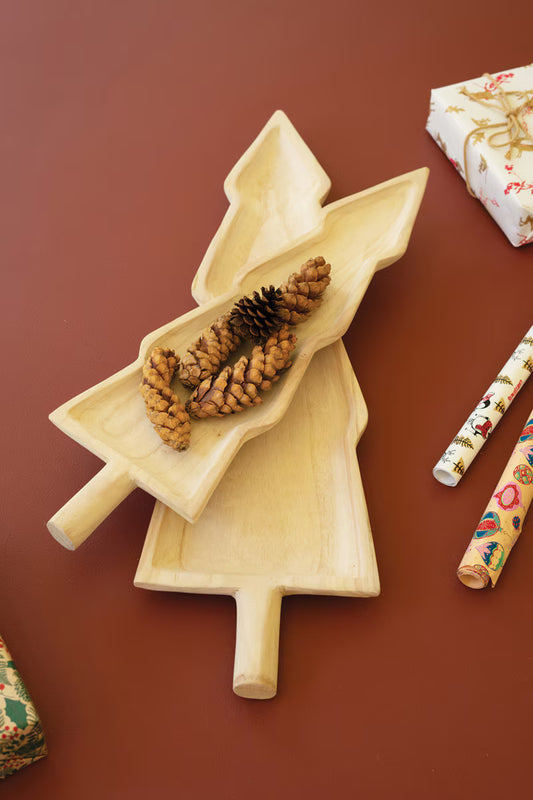 Giant Carved Wood Christmas Tree Platters