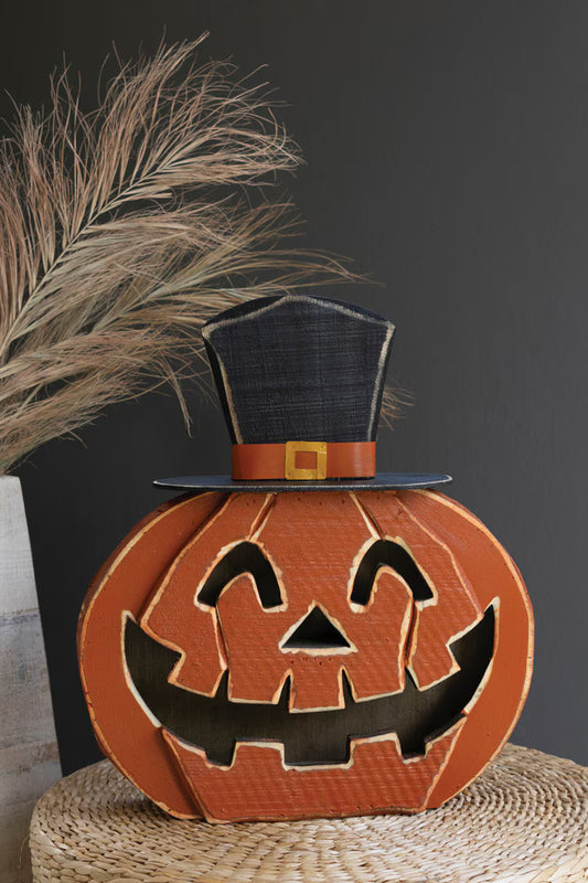 Painted Wood Jack-O-Lantern