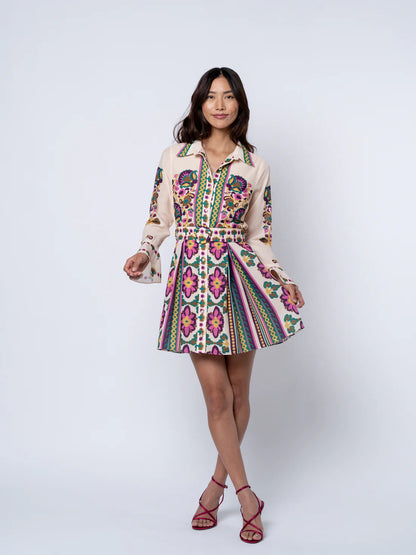 Maris Mixed Print Long Sleeve Shirt Dress