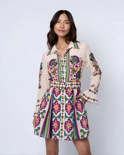 Maris Mixed Print Long Sleeve Shirt Dress