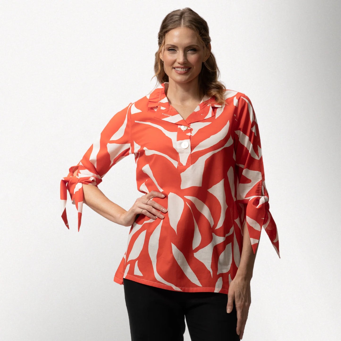 Abstract Orange Wire Collar Tunic