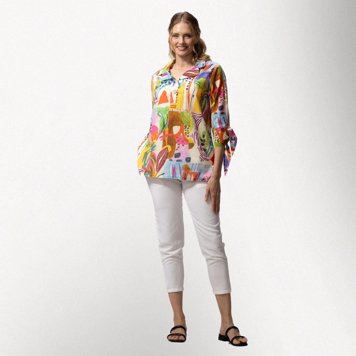 Printed Wire Collar Tunic Top