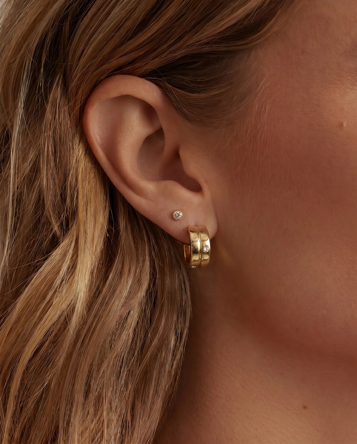 Double CZ Hoop Earrings