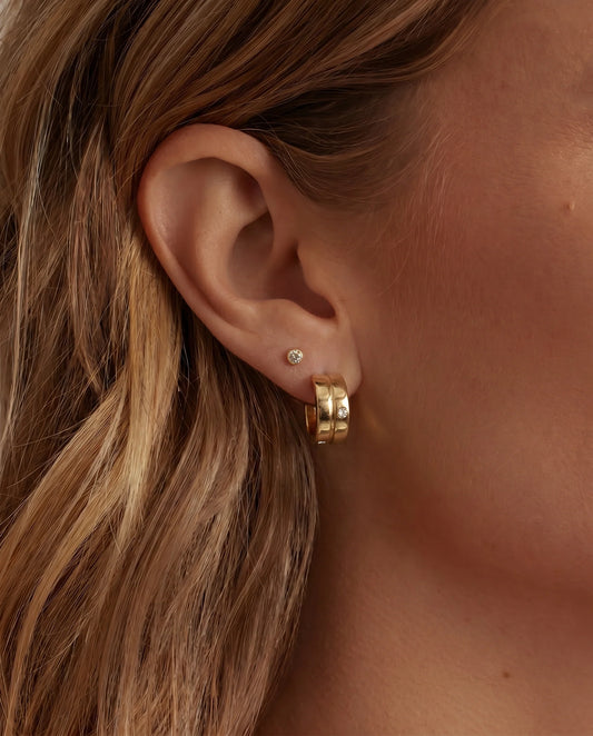 Double CZ Hoop Earrings