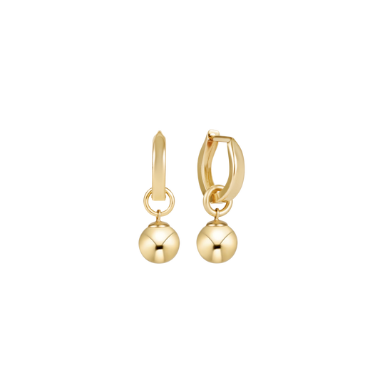 Huggie Gold 0.5"Hoop-Classic Gold 8mm Charm