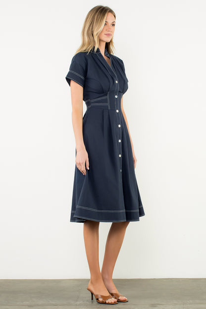 THML Short Sleeve Button Denim Dress
