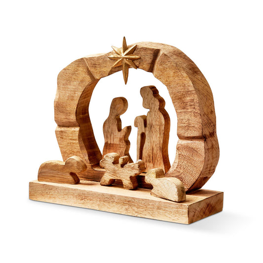 Carved Wood Nativity Scene