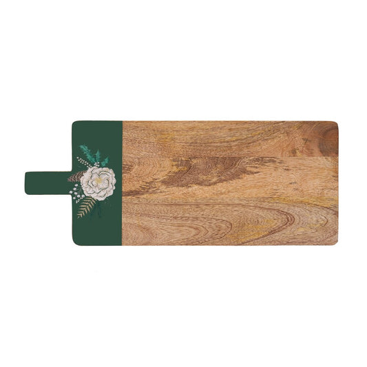 Happy Holiday Poinsettia Mango Wood Tray