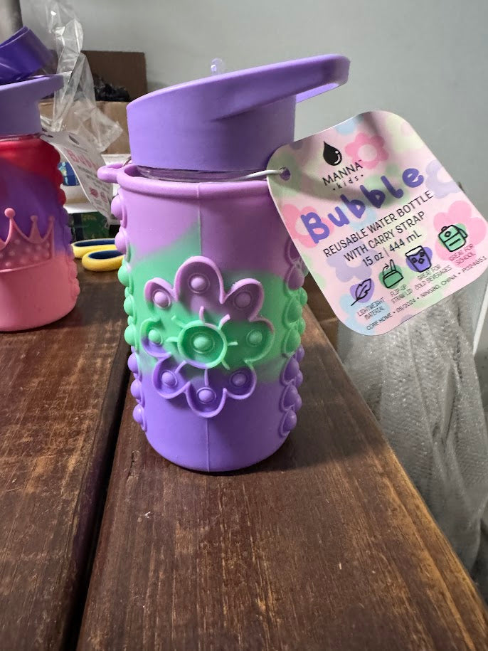 Manna 15 oz Assorted BPA Free Bubble Kids Water Bottle