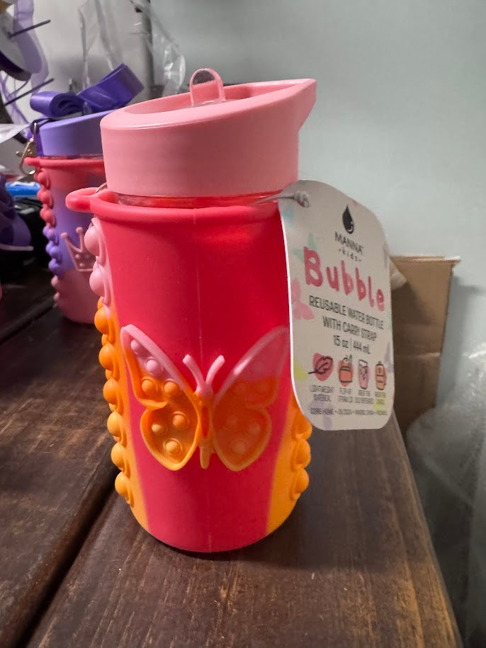 Manna 15 oz Assorted BPA Free Bubble Kids Water Bottle