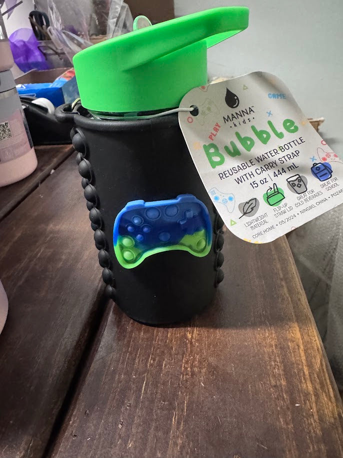 Manna 15 oz Assorted BPA Free Bubble Kids Water Bottle