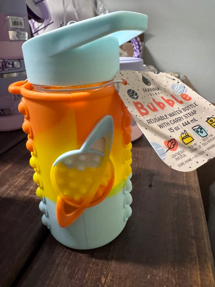 Manna 15 oz Assorted BPA Free Bubble Kids Water Bottle