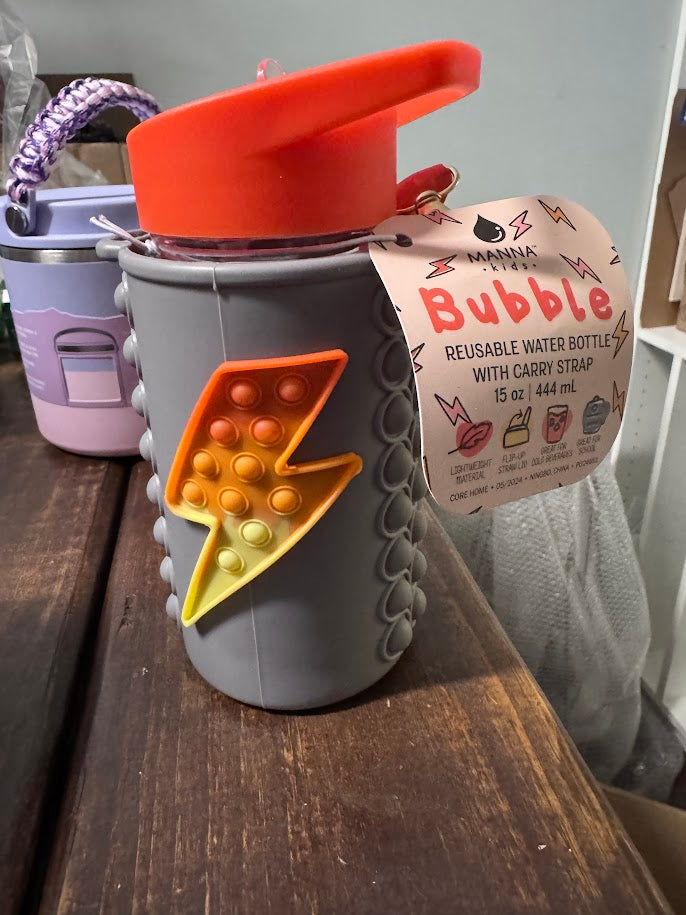 Manna 15 oz Assorted BPA Free Bubble Kids Water Bottle