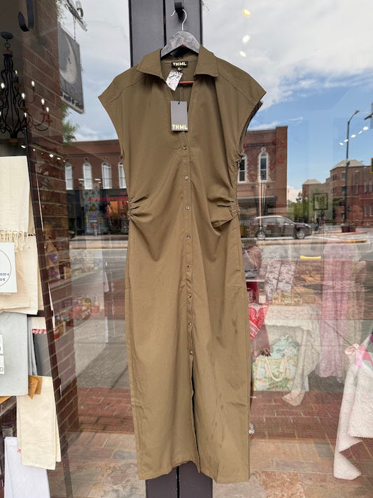 Sleeveless Ruched Maxi Dress