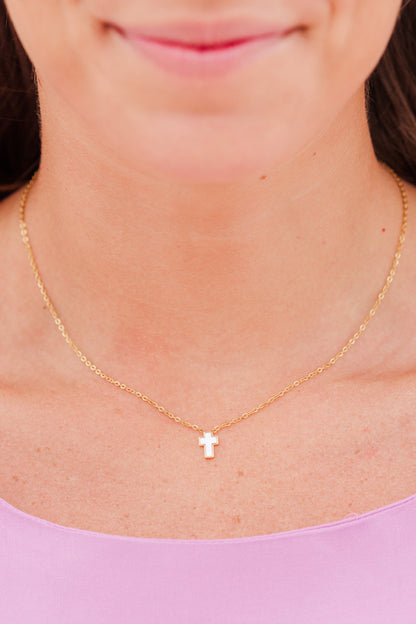 Mother of Pearl Cross Necklace