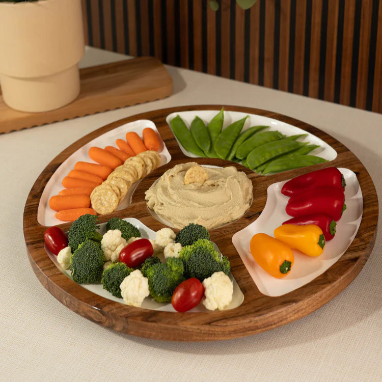 Jeanne Fitz Wood + White Collection Compartment Lazy Susan