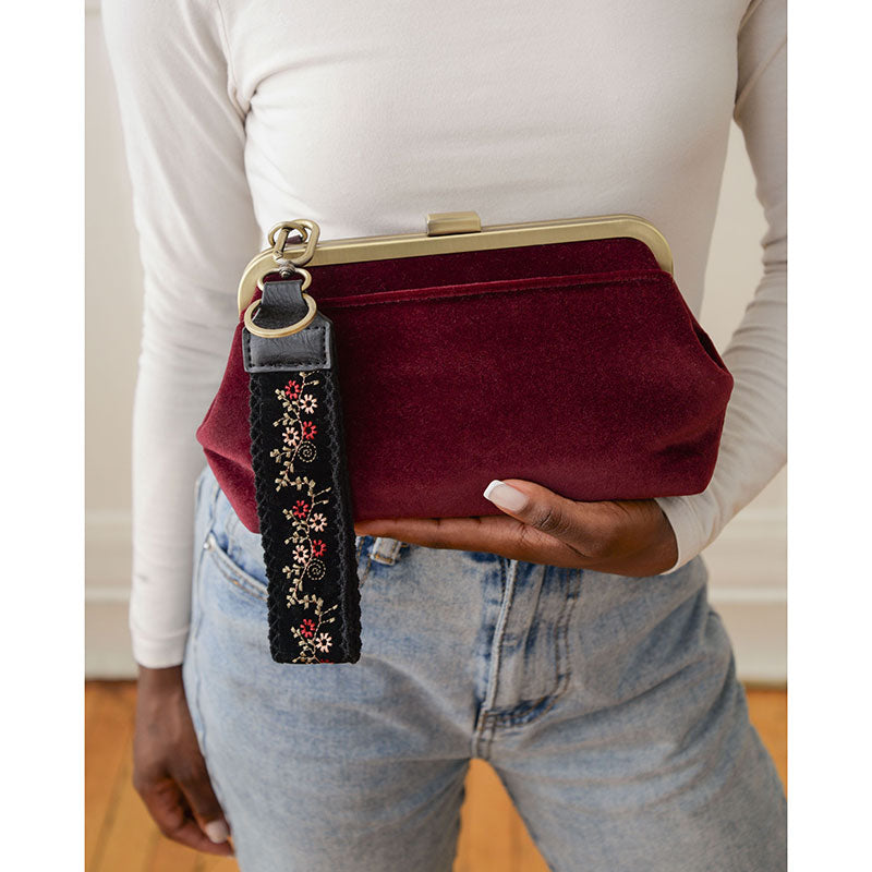 Velvet Vive Frame Lock Crossbody Wristlet